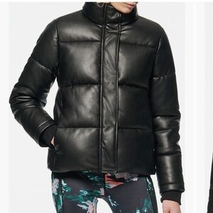New Marc New York faux leather puffer jacket coat women’s size small black